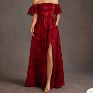 Azazie Strapless Burgundy Dress
